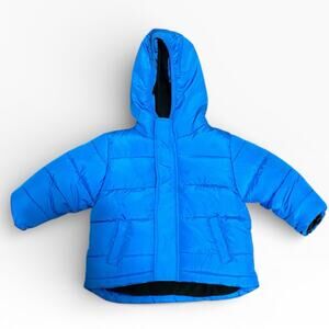 Healthtex Infant Boy's Winter Puffer Coat 12 Months Blue Lined Fleece TINY FLAW